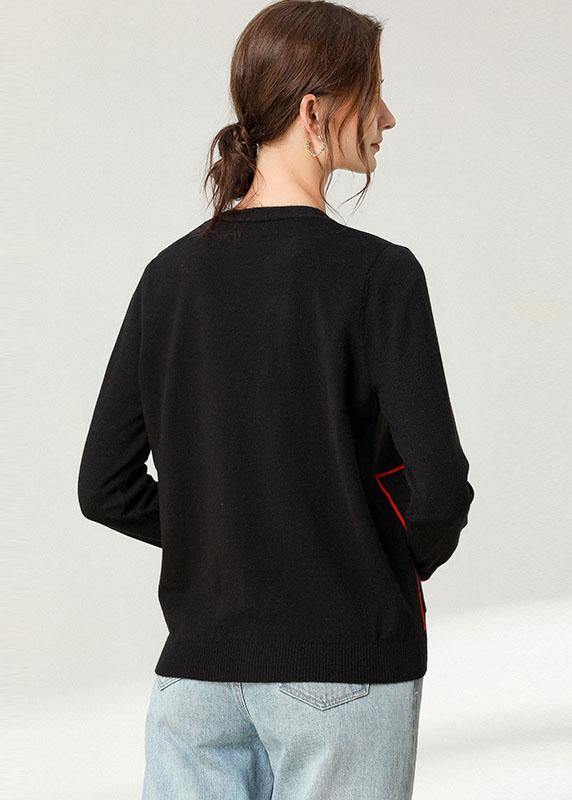 Black Knit Button Long Sleeve Cardigan
