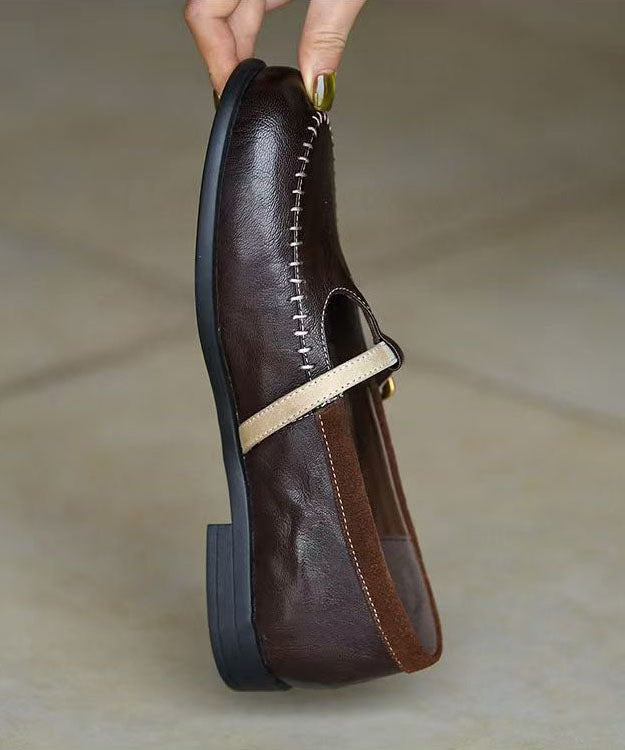 Classy Chocolate Splicing Sheepskin Loafers