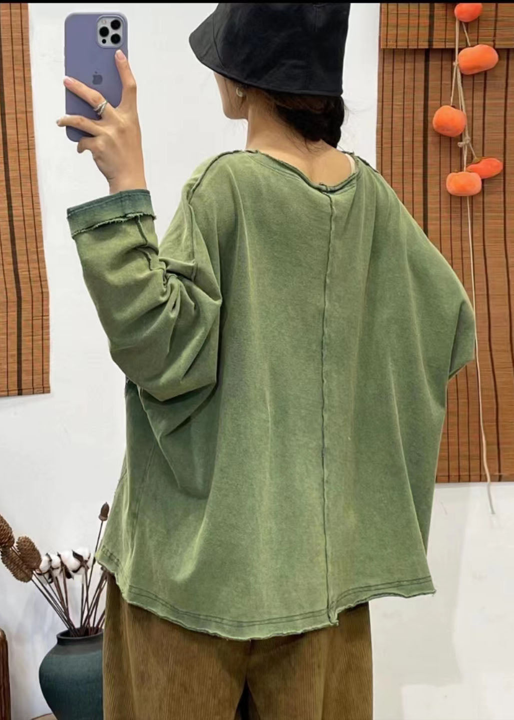 Green V Neck Side Open Pocket Patchwork Tops Spring