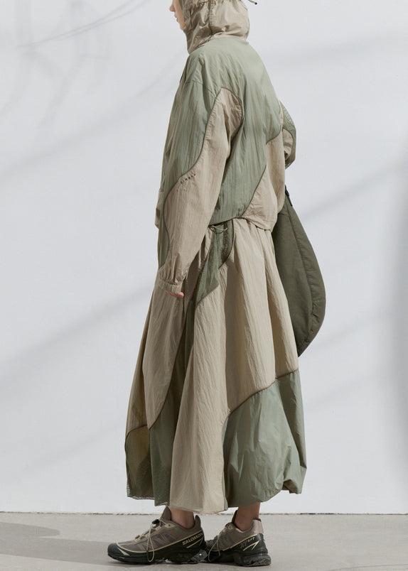 Summer Green Loose Sunscreen Coat and Skirt Two Pieces Set