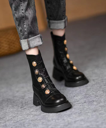 European and American Style Brown Splicing Chunky Boots