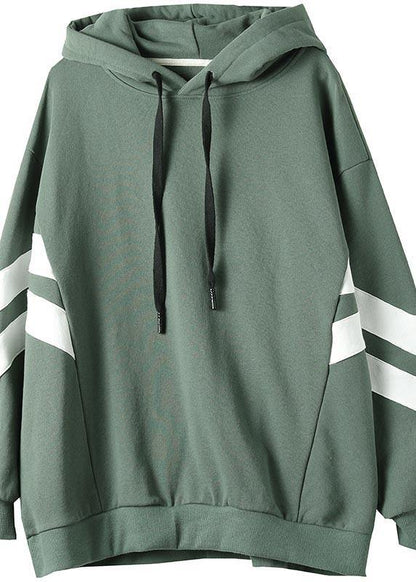 Style Green Blouse Hooded Cinched Spring Shirt