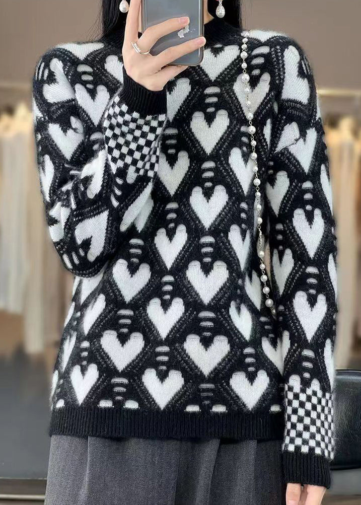 New Black Cozy Cashmere Knit Sweaters Long Sleeve