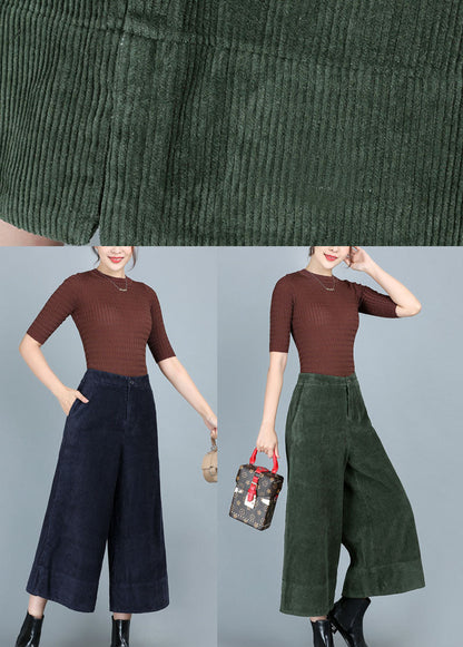 Blue Pockets Button Straight Fall Pants