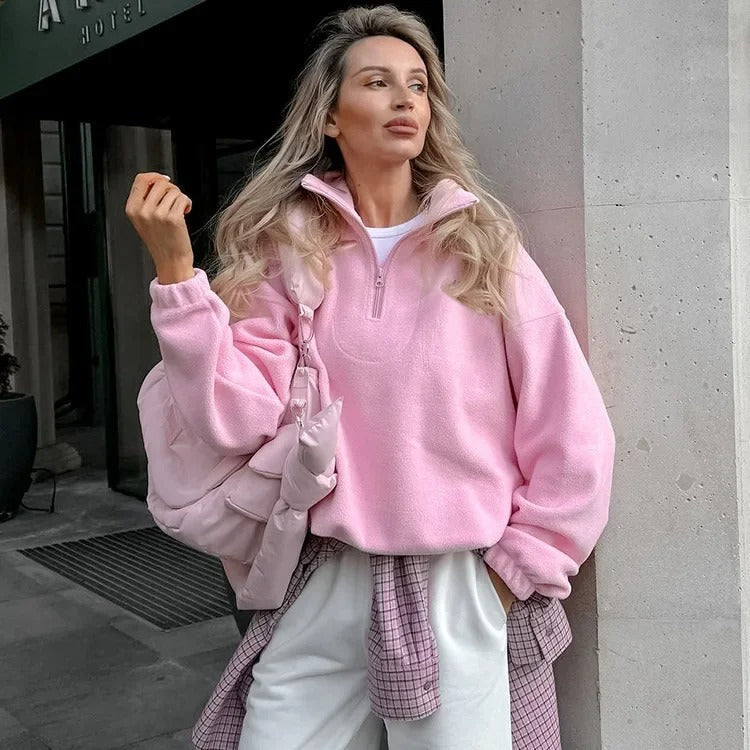 JO | Fleece pullover with half zipper