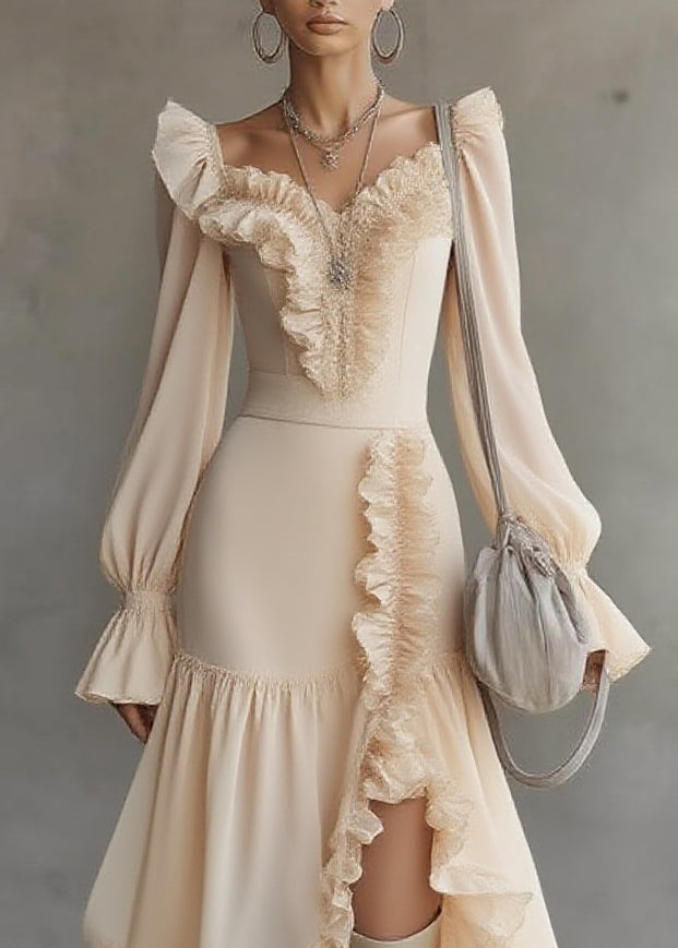 Asymmetrical Ruffled Patchwork Vacation Maxi Dresses Spring