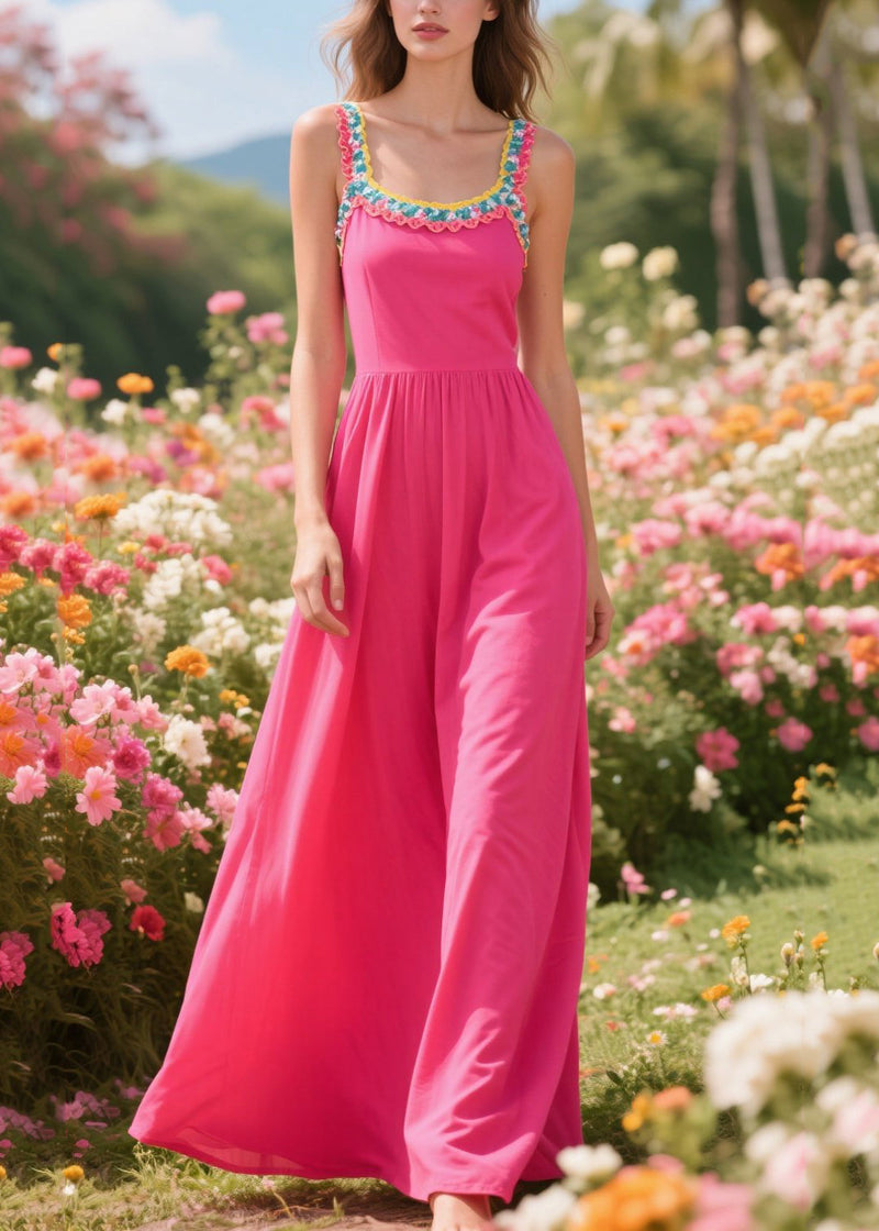 Rose Patchwork Lace Cotton Robe Dresses Summer