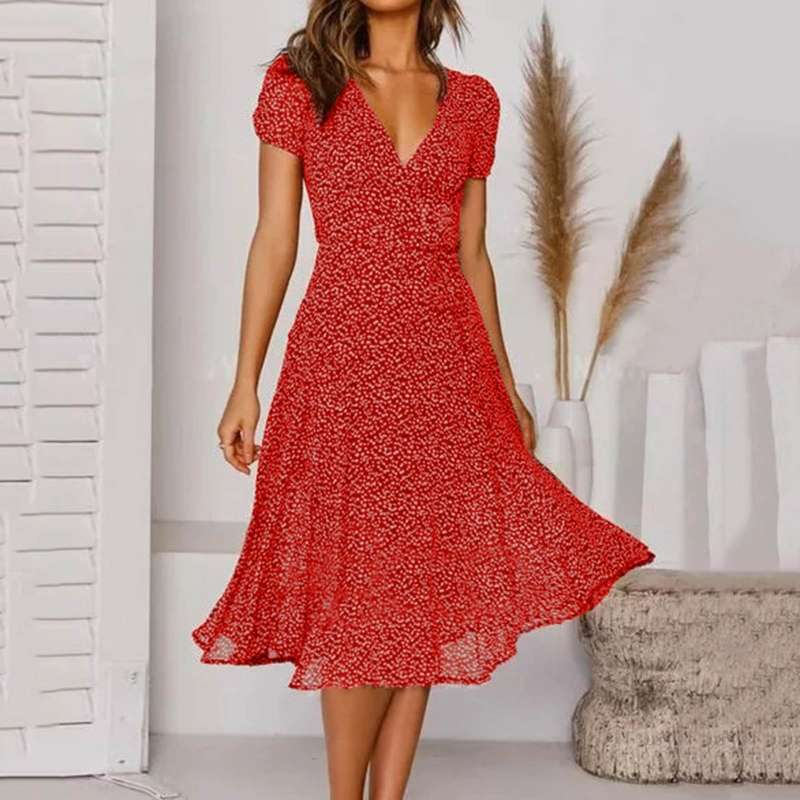 KS | V-neck wrap midi dress
