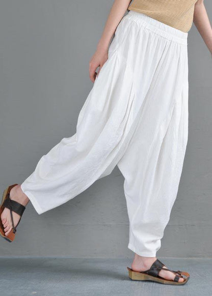 Grey High Waist Cotton Linen Lantern Pants Summer