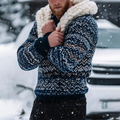 Men's Fairman Island Jacquard Warmth Pattern  Zip Up Collar Sweatshirt artswardrobe