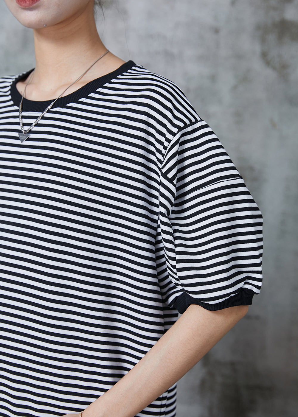 Black Oversized Striped Cotton Tank Tops Summer