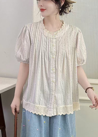 Apricot Oversized Patchwork Cotton Top Summer