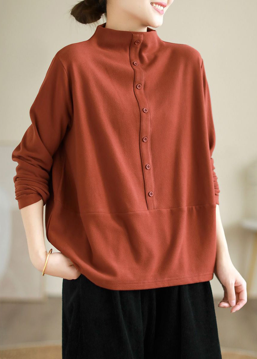 Yellow Turtleneck Cotton T Shirt Spring