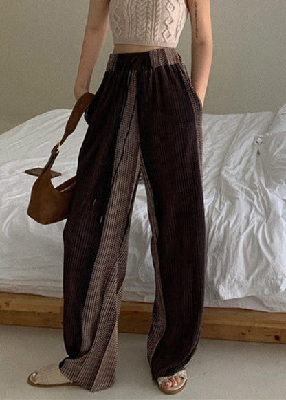 Colorblock Pockets High Waist Pants Summer