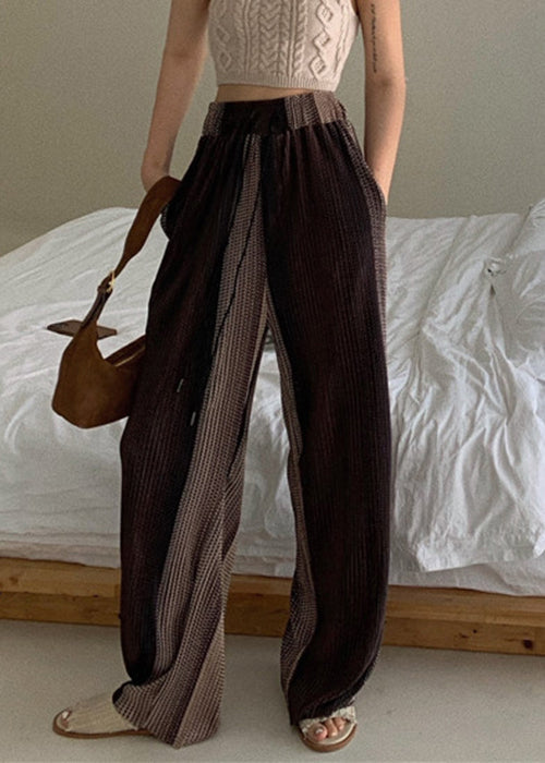 Colorblock Pockets High Waist Pants Summer
