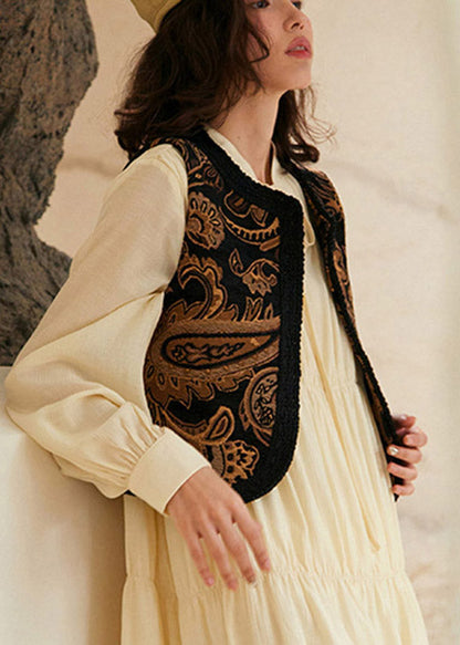 Jacquard Embroideried Patchwork Waistcoat Sleeveless
