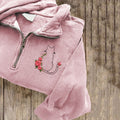 Cute Cat Flowers Art Embroidered Zip Up Sweatshirt elevenforest