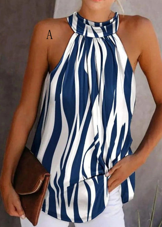 European and American Print Halter Cotton Top Sleeveless Summer