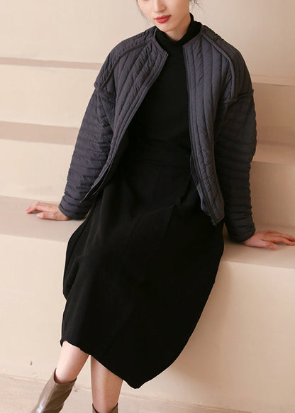 Black Zip Up Warm Duck Down Puffer Coat Winter