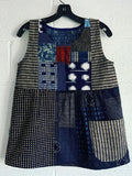 Comstylish Japanese Art Striped Patchwork Art Linen Tank Top
