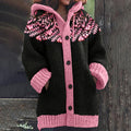 Vintage Pink Floral Embroidery Art Knit Hooded Cardigan elevenforest