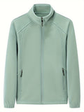 JO | Plush women's outdoor jacket with stand-up collar and long sleeves