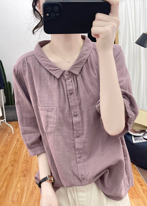 White Button Cotton Shirts Bracelet Sleeve