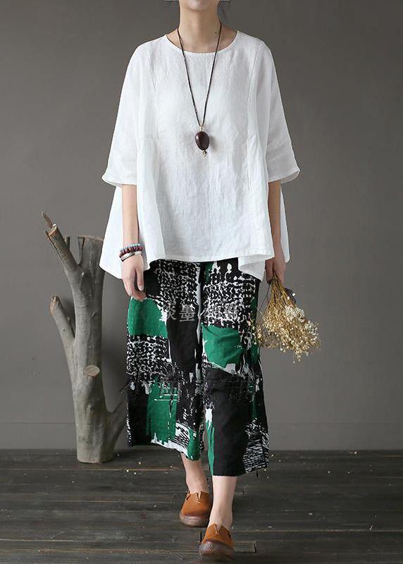 White U Neck Linen Top Summer