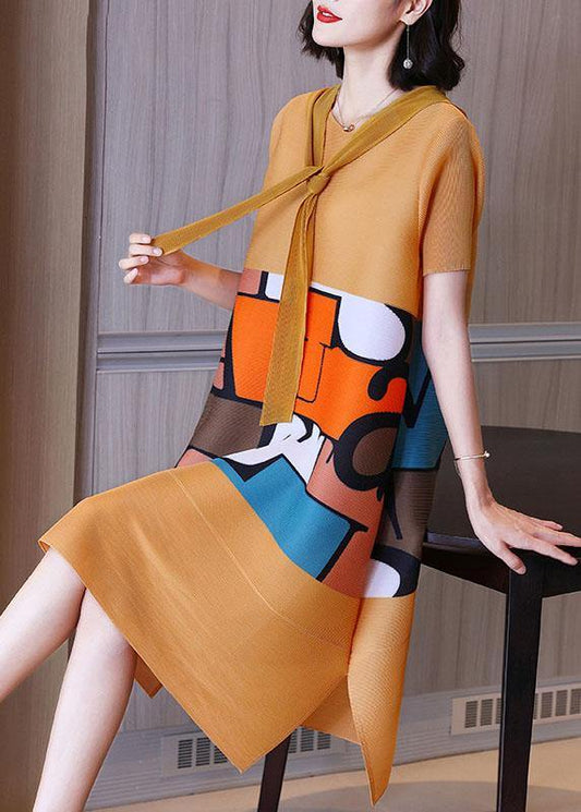 Yellow Hooded Print a Line Summer Dresses