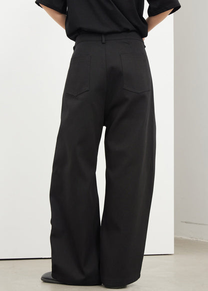 Novelty Black Pockets Patchwork Wide Leg Pants