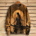 Men's Samurai Cat And Crocodile Surreal Art Print Casual Sweatshirt elevenforest