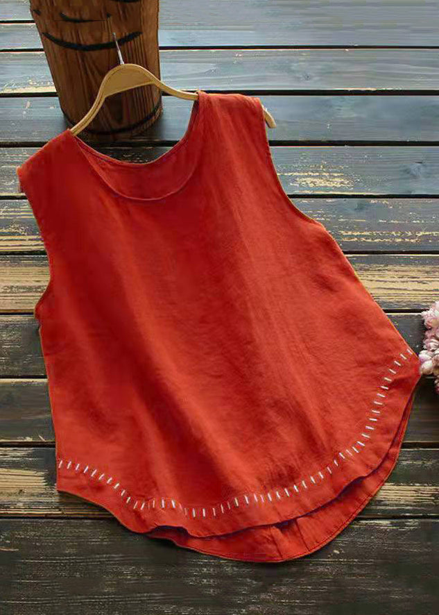 New White O Neck Cotton Tank Sleeveless