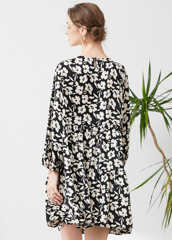Black Oversized Patchwork Fake Two Piece Dress Spring