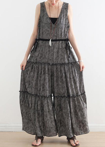 Summer Multi-layer V-neck Strap Pants With Jumpsuits