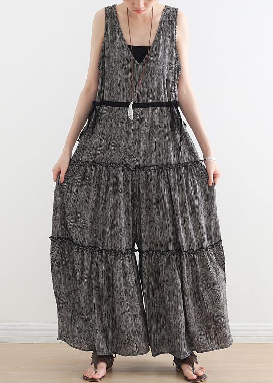Summer Multi-layer V-neck Strap Pants With Jumpsuits