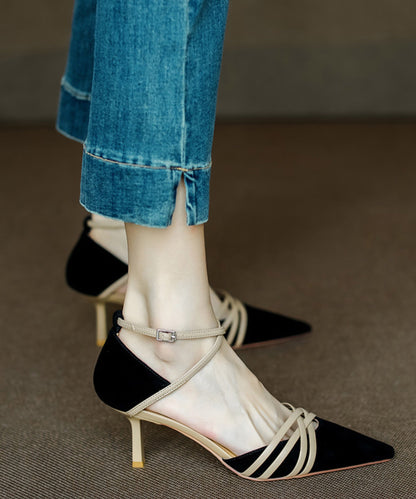 Green Suede High Heel Sandals Cross Strap