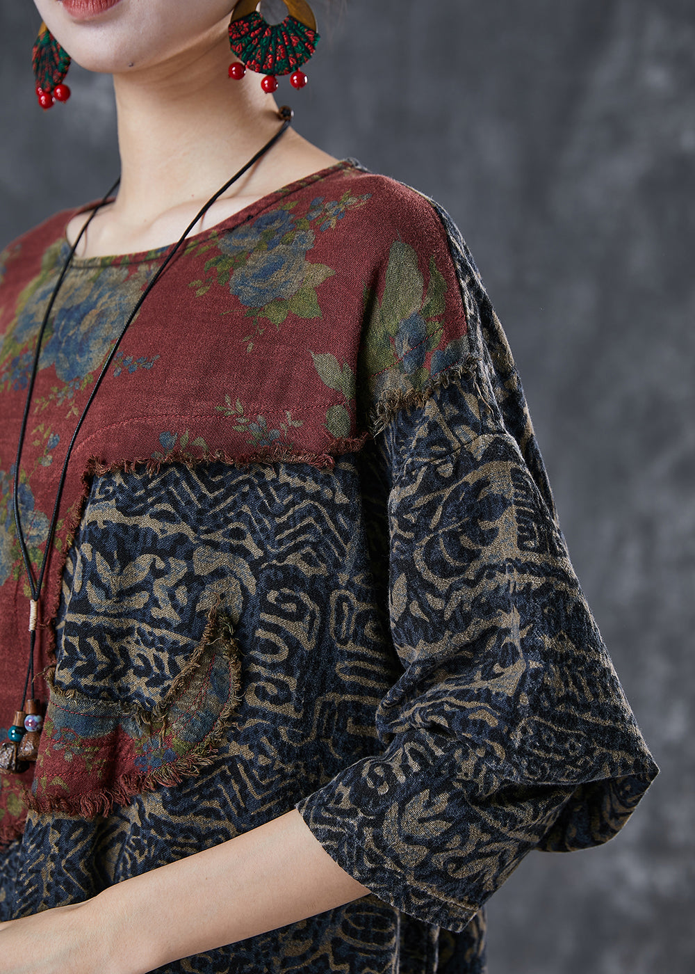 Colorblock Asymmetrical Patchwork Linen Loose Dress Spring