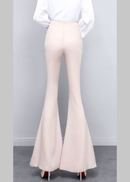Diy Beige Button High Waist Draping Bell Bottomed Trousers Spring