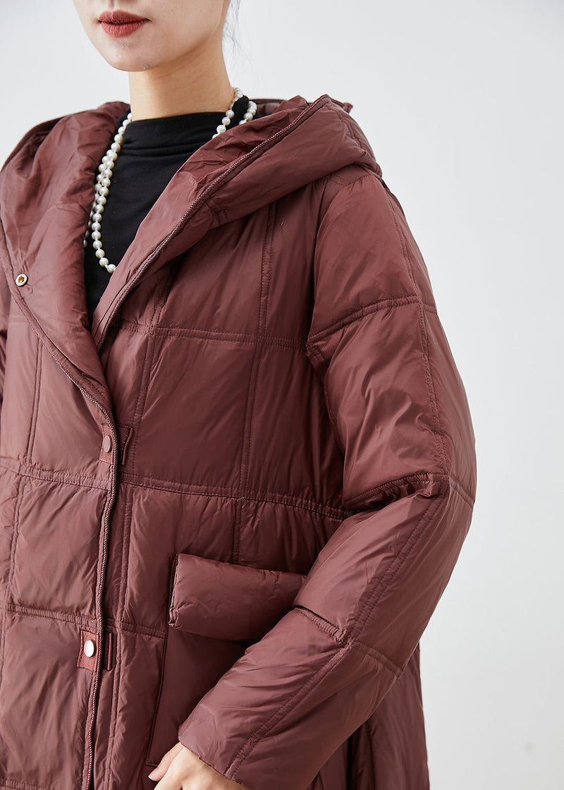 Dull Red Oversized Plaid Duck Down Canada Goose Jacket Winter