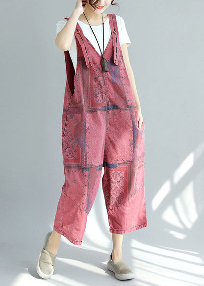 Loose Mulberry Pockets Print Jumpsuit Spring