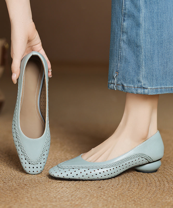 Classy Beige Sheepskin Flat Feet Shoes Hollow Out