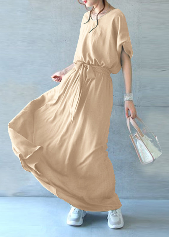 Black Tie Waist Exra Large Hem Cotton Dresses Summer