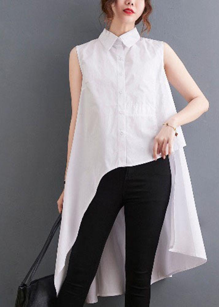 White Peter Pan Collar Button Cotton Shirt Summer