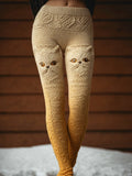 Cute Cats Embroidered Gradient Cozy Knit Leggings elevenforest