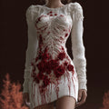 Bloody Bandages Roses Embroidered Cozy Sweater Dress artswardrobe