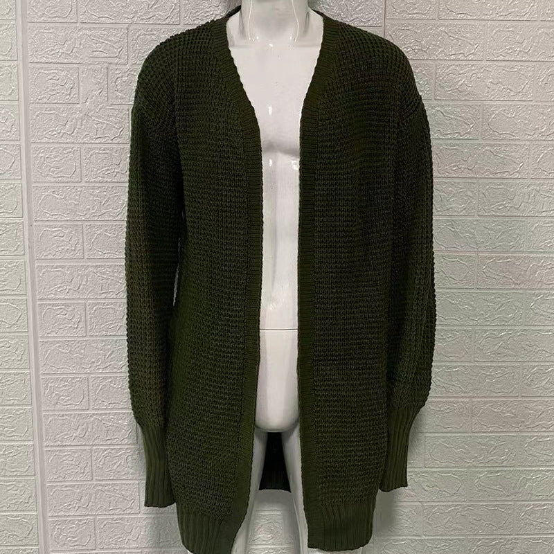 Men's Pure Color Loose Knitted Cardigan elevenforest
