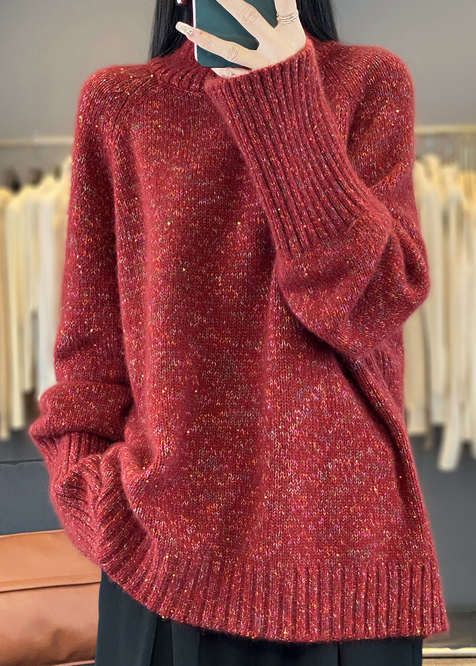 Red Turtleneck Cozy Thick Cashmere Knit Sweaters Spring