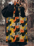 Colorful Cats Knit Art Utility Tote Bag elevenforest