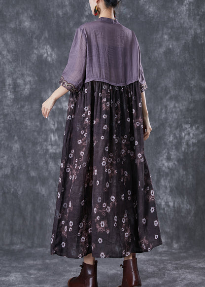 Colorblock Embroideried Patchwork Cotton Long Dress Summer