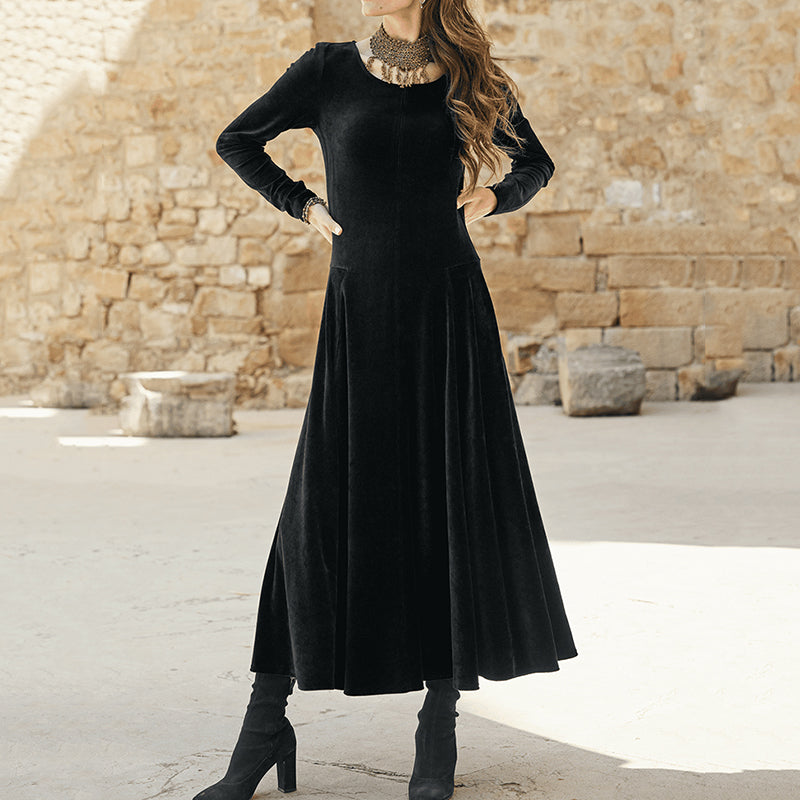 Vintage Velvet Simple Comfortable Warm Dress elevenforest